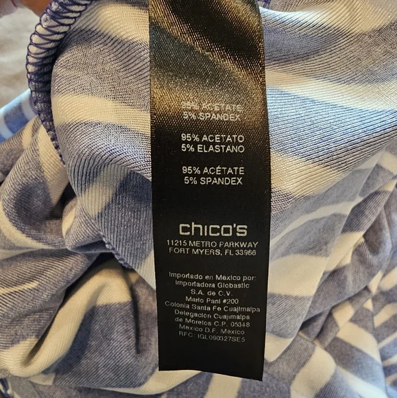 TRAVELERS by CHICO'S Stretch Resort Side slit Maxi Dress Blue White Size 0/small - Picture 11 of 11